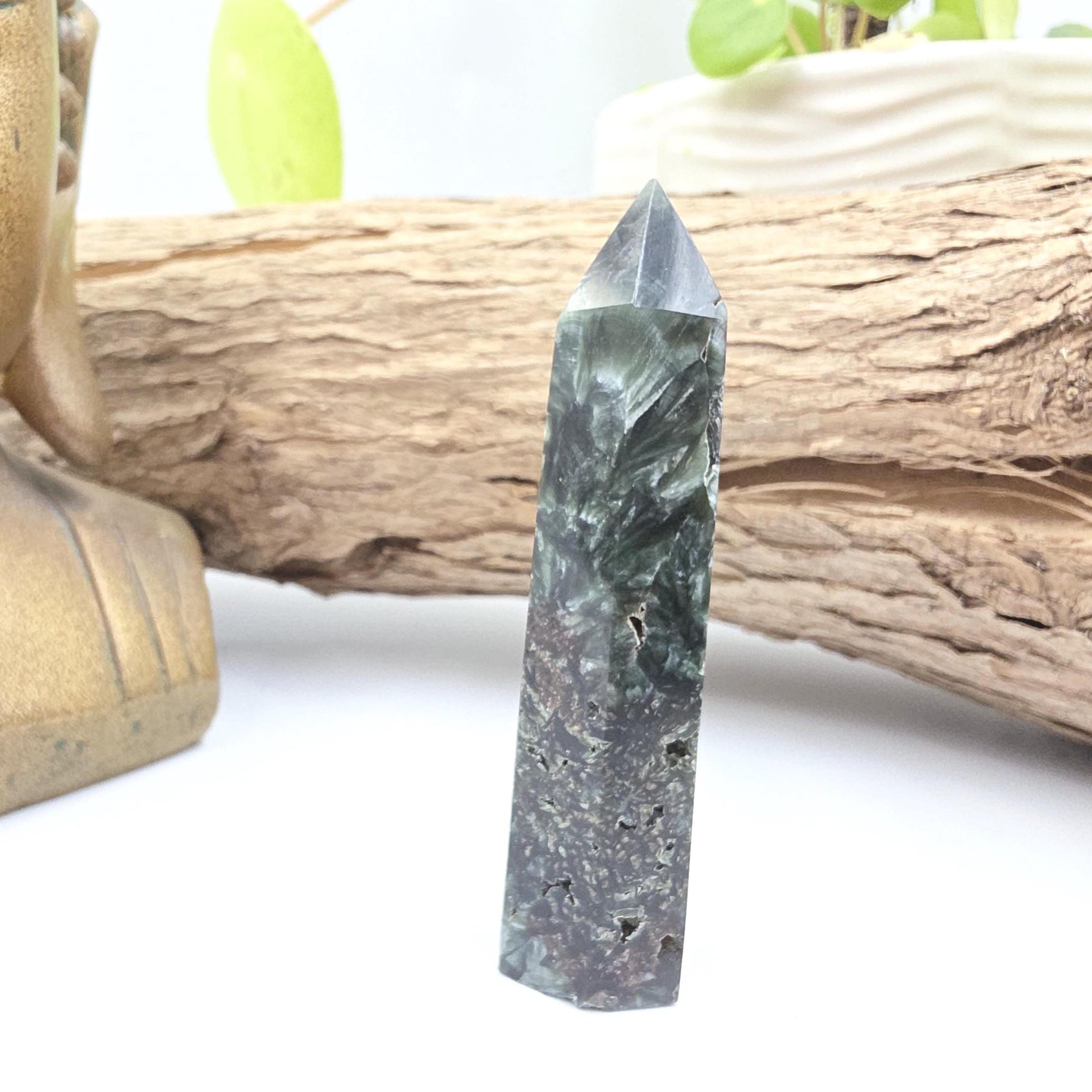 Flashy Seraphinite Tower - Angelic Connection & Heart Healing Crystal Point - 35g
