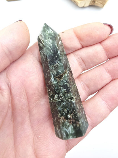 Flashy Seraphinite Tower - Angelic Connection & Heart Healing Crystal Point - 35g