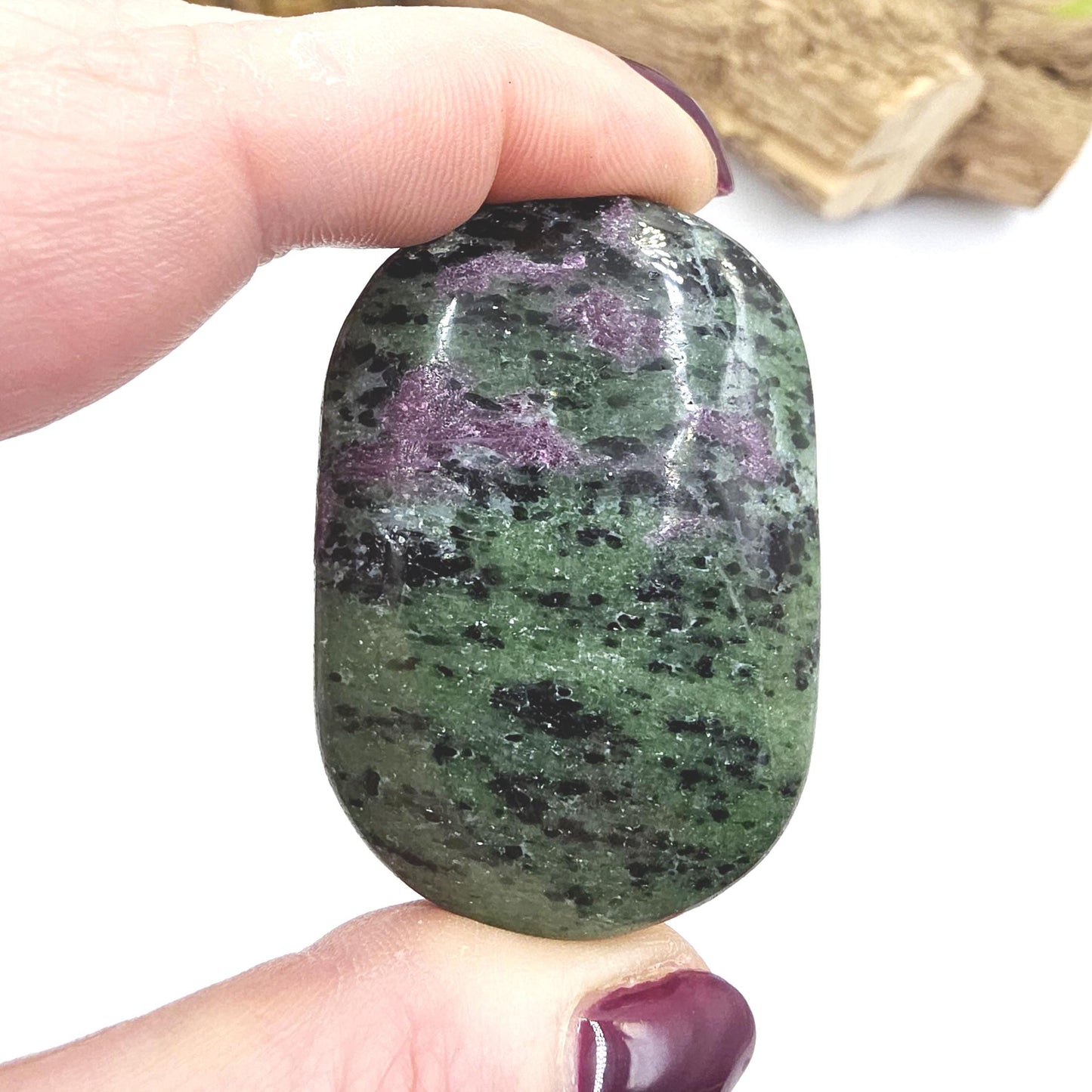 Ruby in Zoisite Palm Stone - Heart Chakra & Vitality Healing Crystal - 85g