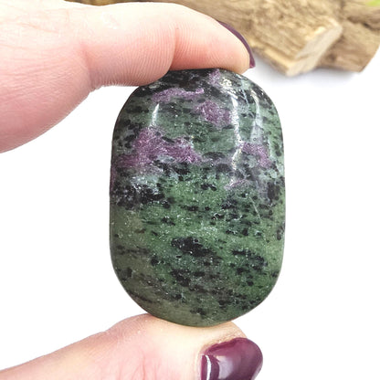 Ruby in Zoisite Palm Stone - Heart Chakra & Vitality Healing Crystal - 85g
