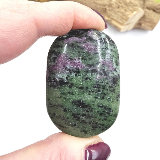 Ruby in Zoisite Palm Stone - Heart Chakra & Vitality Healing Crystal - 85g