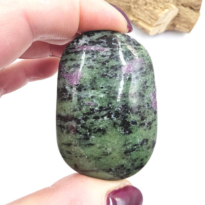 Ruby in Zoisite Palm Stone - Heart Chakra & Vitality Healing Crystal - 85g