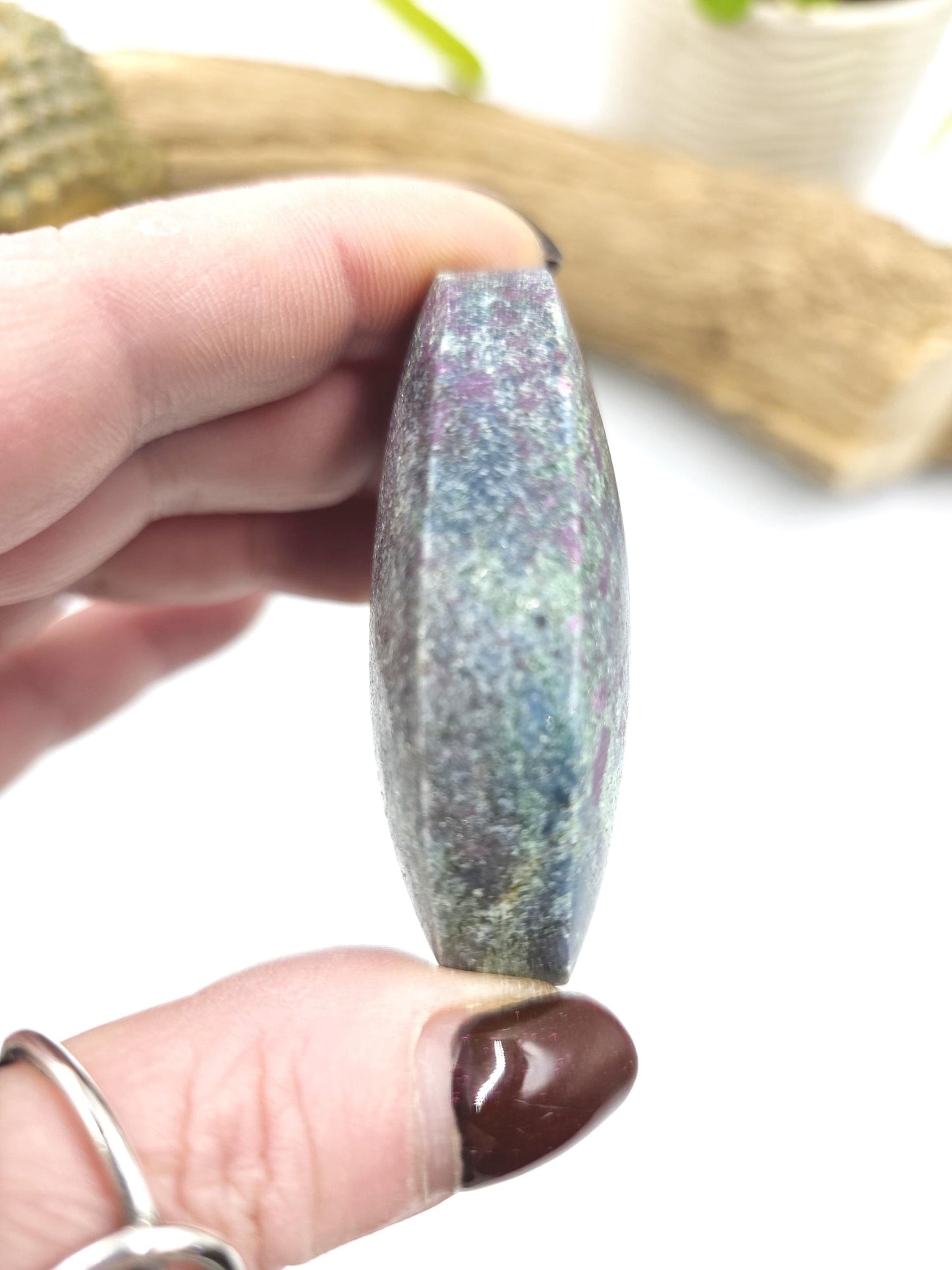 Ruby in Fuchsite Palm Stone (UV Reactive) – Heart Healing, Strength & Emotional Balance Crystal, 100g