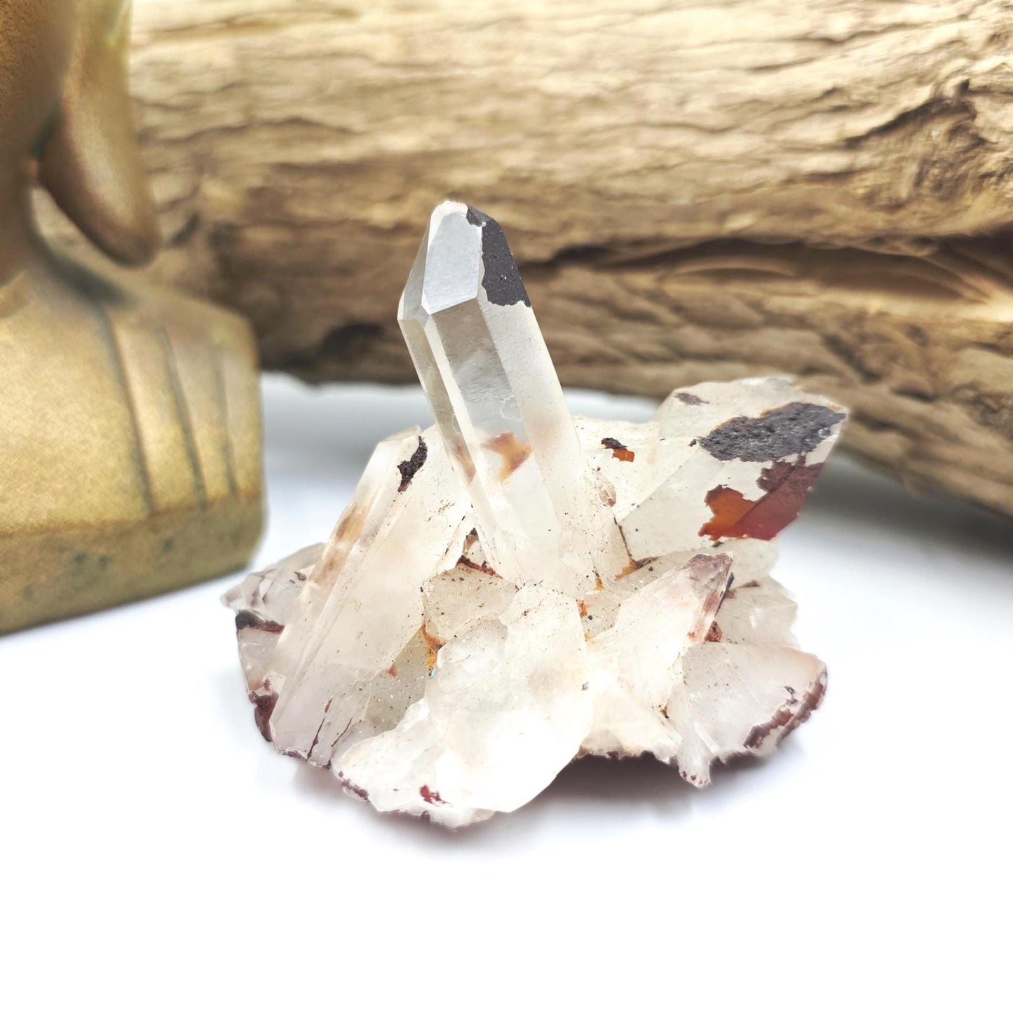 Clear Quartz and Hematite Cluster Specimen - Grounding & Amplifying Healing Raw Crystal, 80g