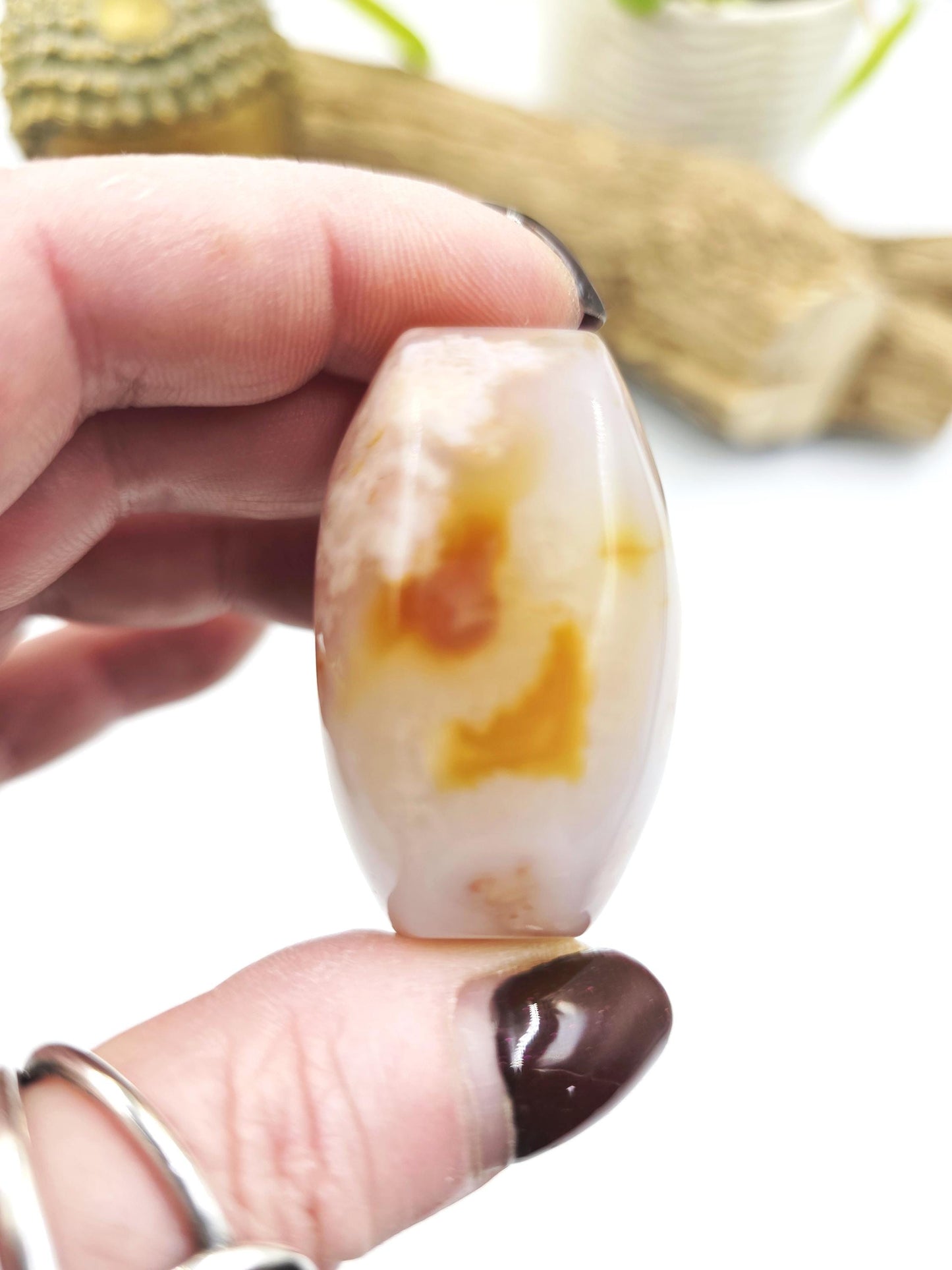 Flower Agate (Sakura) Palm Stone - Growth, Creativity & Emotional Healing Crystal - 70g