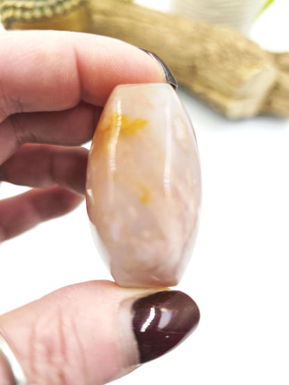 Flower Agate (Sakura) Palm Stone - Growth, Creativity & Emotional Healing Crystal - 70g