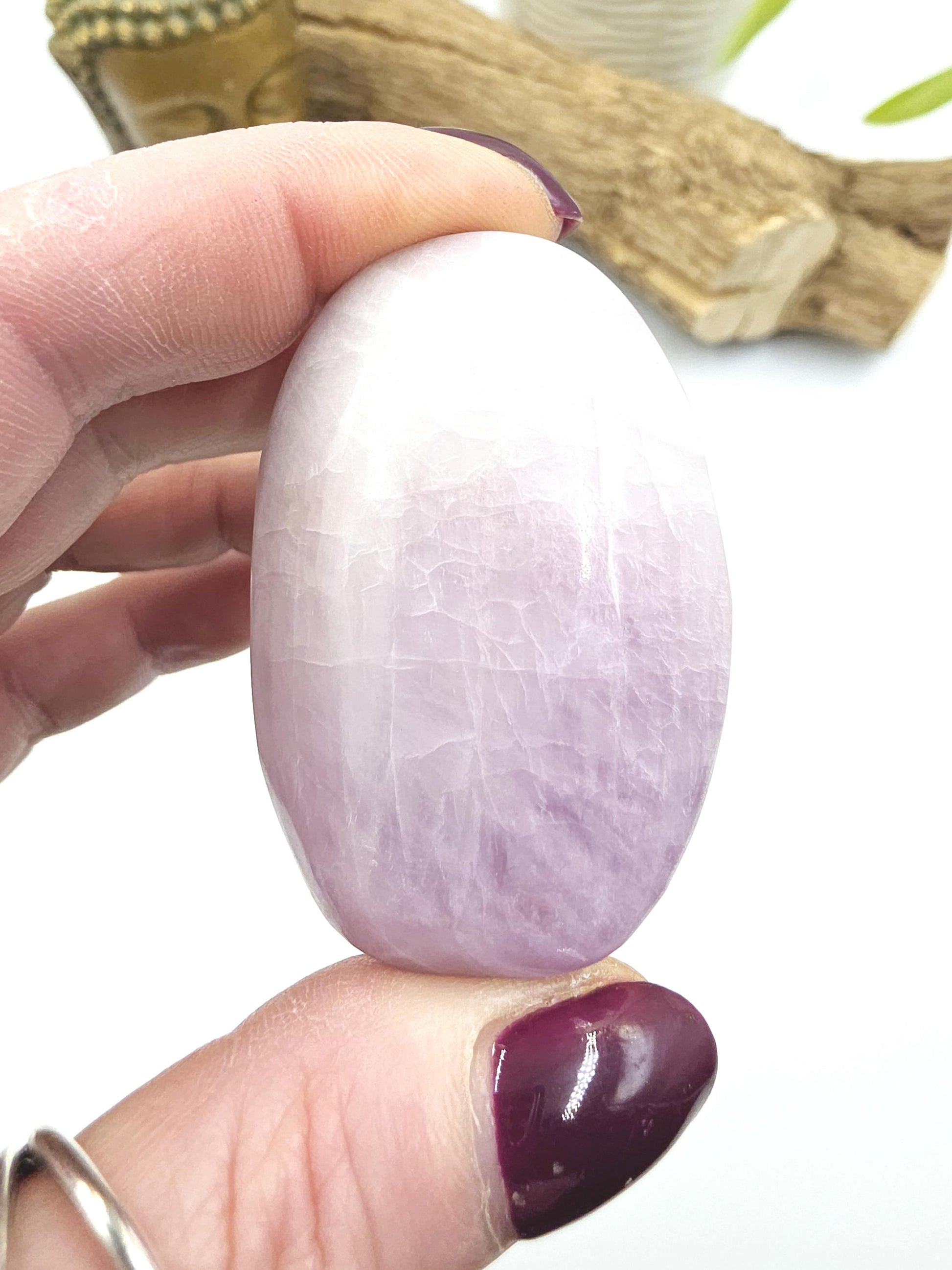 Flashy Kunzite Crystal Palm Stone - Heart Chakra & Emotional Healing Crystal, 70g