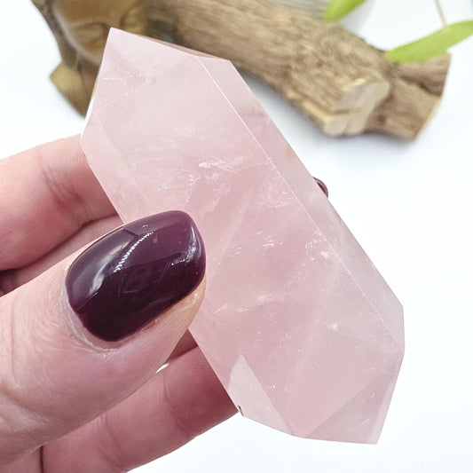 Chunky Rose Quartz Double Terminated Point – Self-Love, Healing & Heart Energy Crystal (Natural Imperfections), 105g
