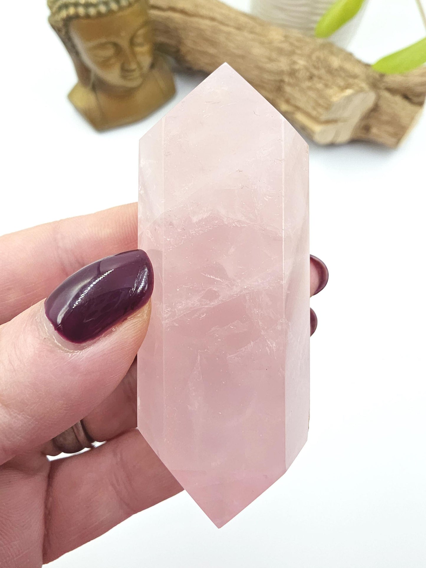 Chunky Rose Quartz Double Terminated Point – Self-Love, Healing & Heart Energy Crystal (Natural Imperfections), 105g
