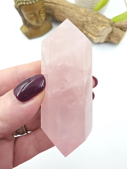 Chunky Rose Quartz Double Terminated Point – Self-Love, Healing & Heart Energy Crystal (Natural Imperfections), 105g
