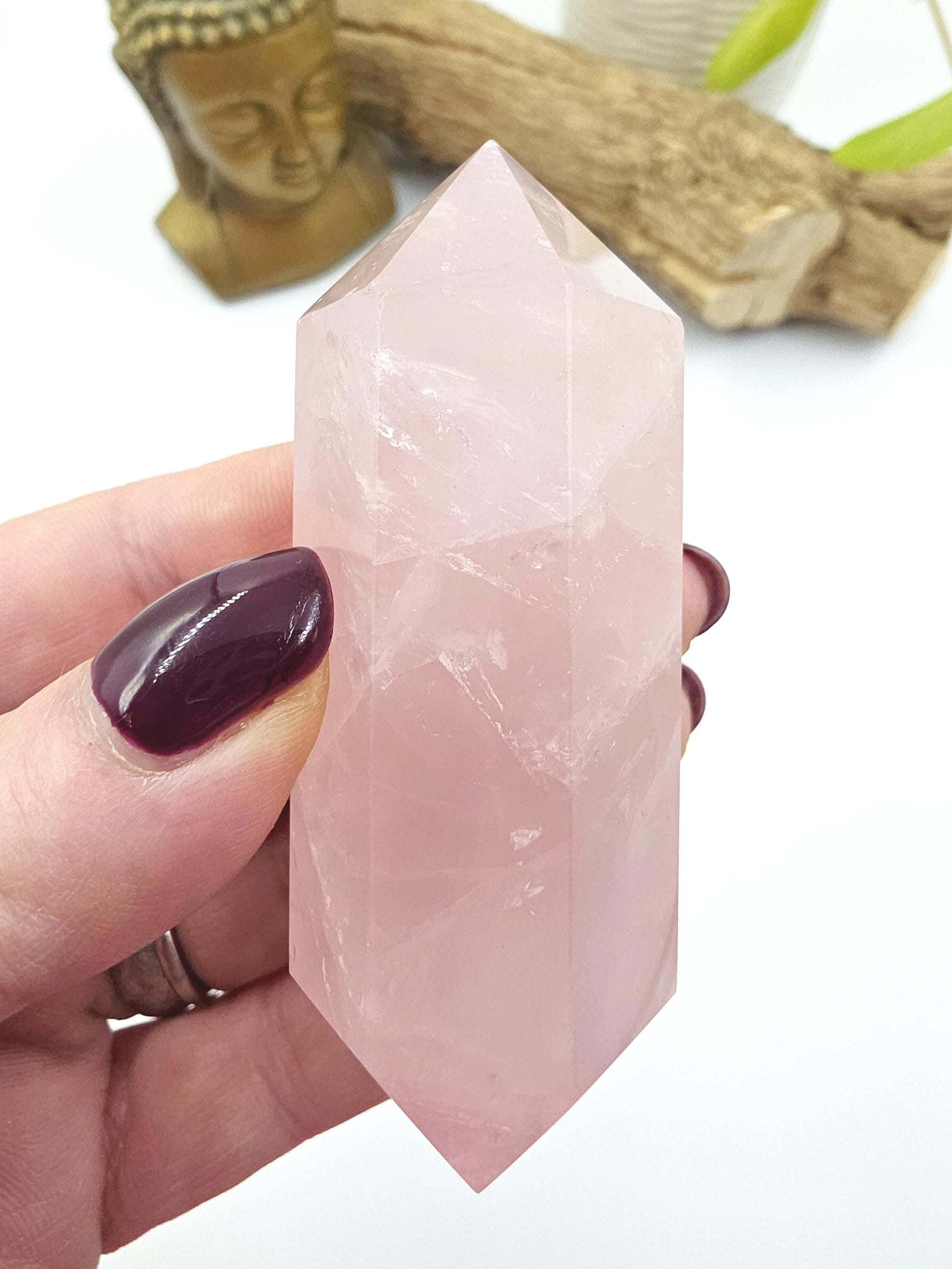 Chunky Rose Quartz Double Terminated Point – Self-Love, Healing & Heart Energy Crystal (Natural Imperfections), 105g