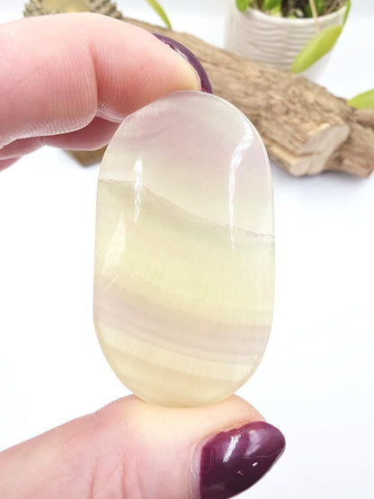 Yellow Fluorite Palm Stone - Focus and Clarity Healing Crystal, 50g