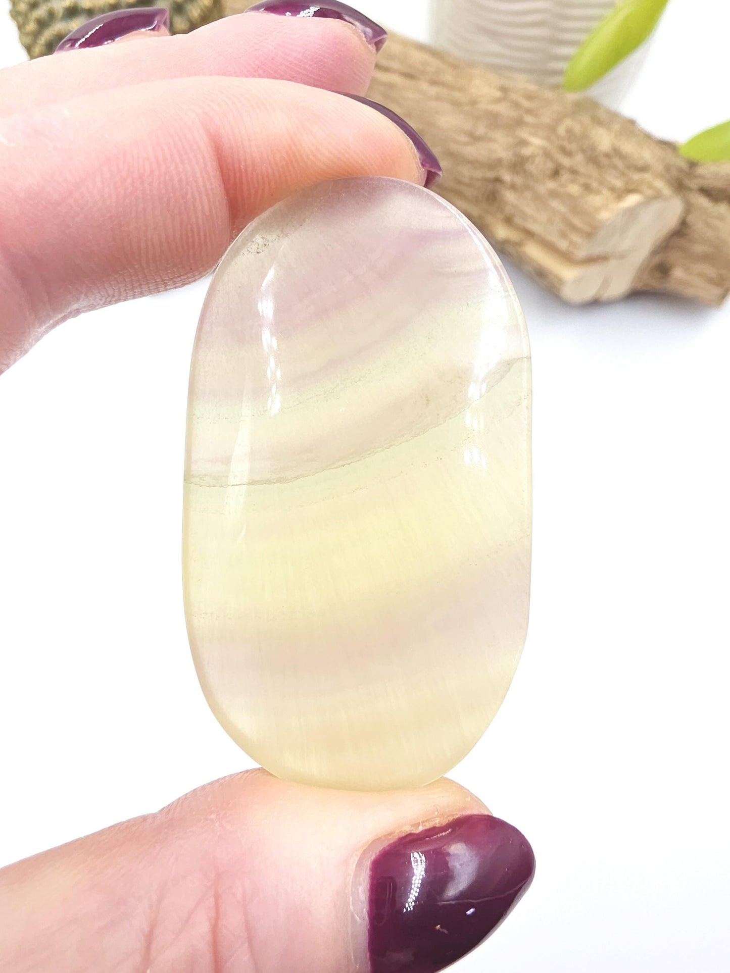 Yellow Fluorite Palm Stone - Focus and Clarity Healing Crystal, 50g