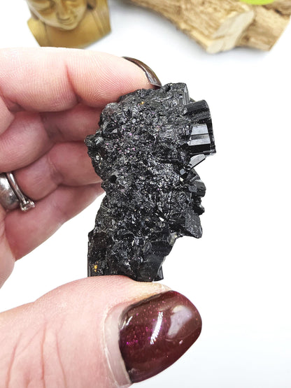 Flashy Raw Zambian Black Tourmaline Specimen - Natural Protection and Grounding Crystal - 75g