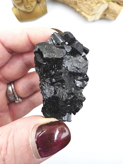 Flashy Raw Zambian Black Tourmaline Specimen - Natural Protection and Grounding Crystal - 75g