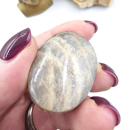Rare Lattice Black Sunstone Palm Stone – Confidence, Protection & Empowered Energy Crystal - 30g