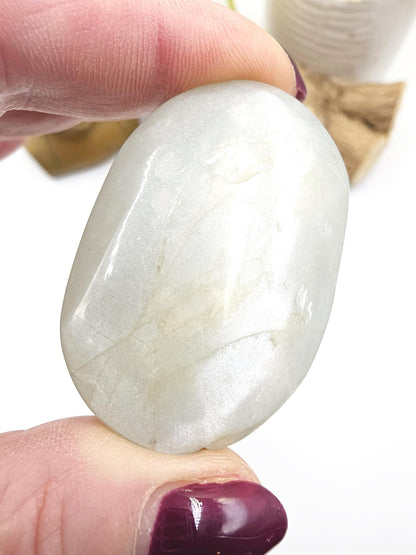 Green Moonstone Palm - Heart Chakra & Emotional Balance Healing Crystal, 55g