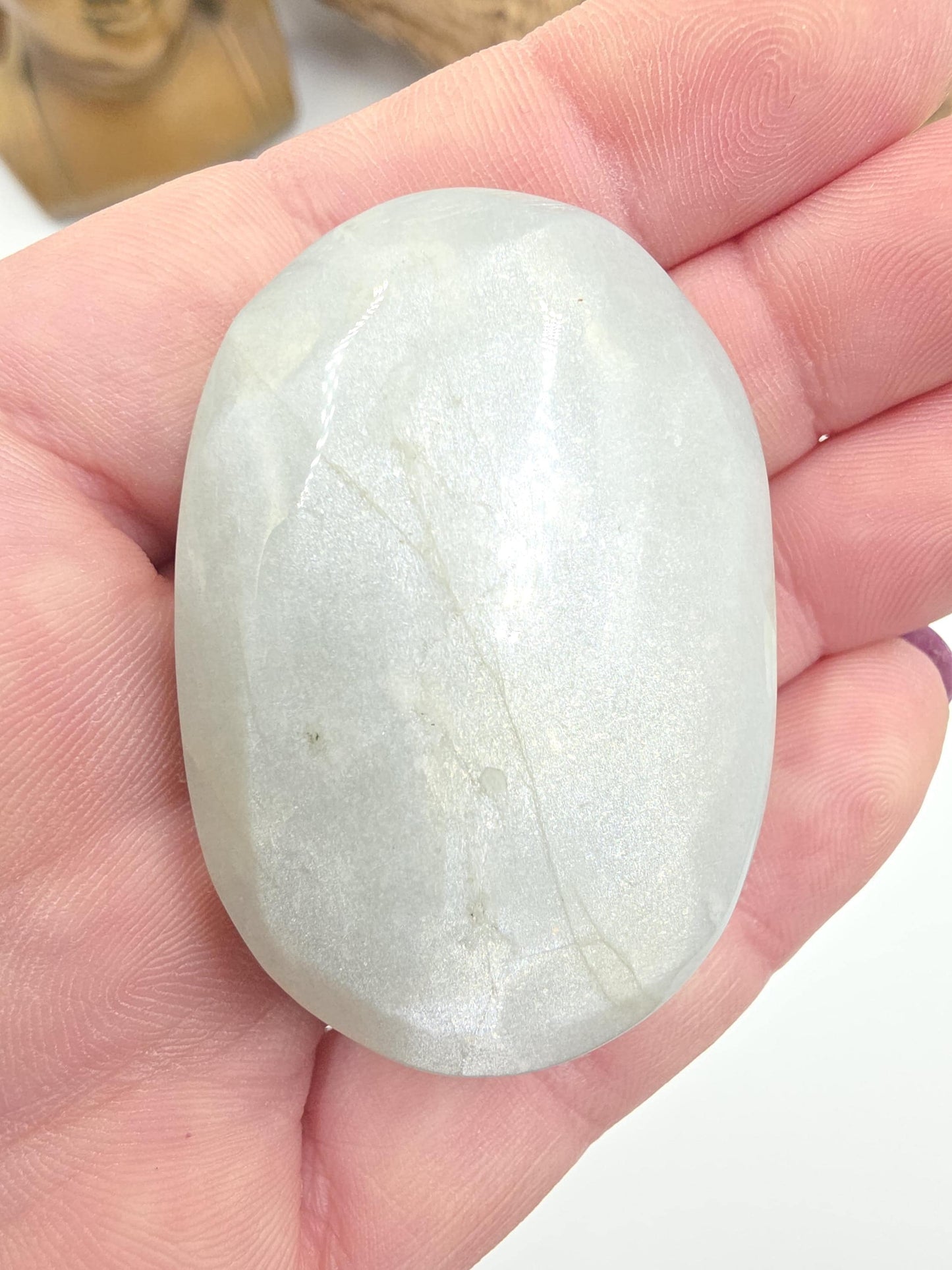 Green Moonstone Palm - Heart Chakra & Emotional Balance Healing Crystal, 55g