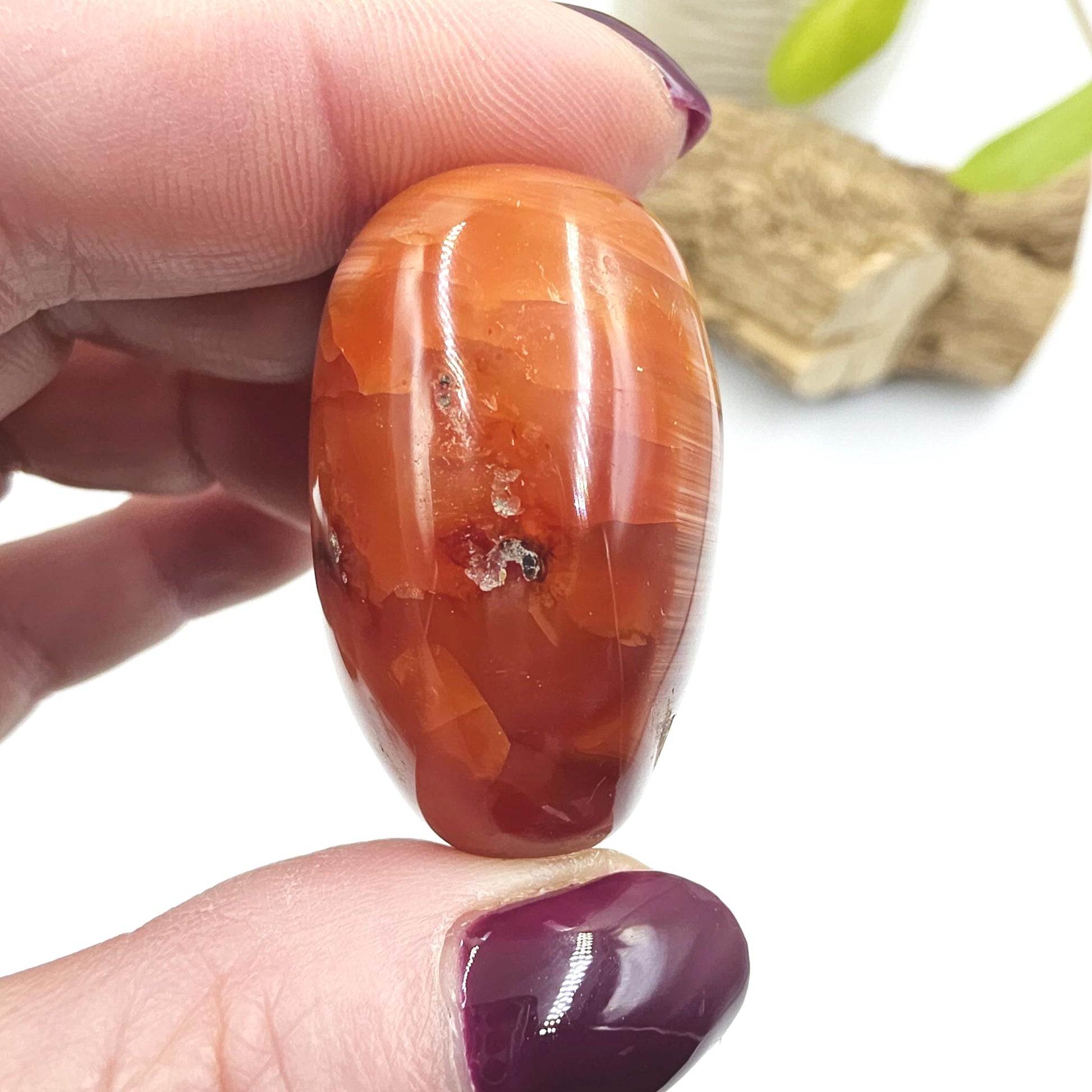 Carnelian Palm Stone - Vitality & Creative Healing Crystal - 45g