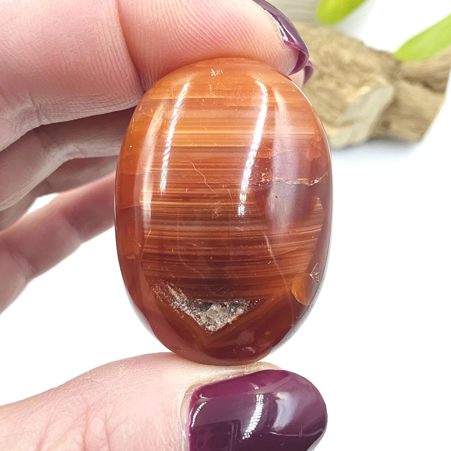 Carnelian Palm Stone - Vitality & Creative Healing Crystal - 45g