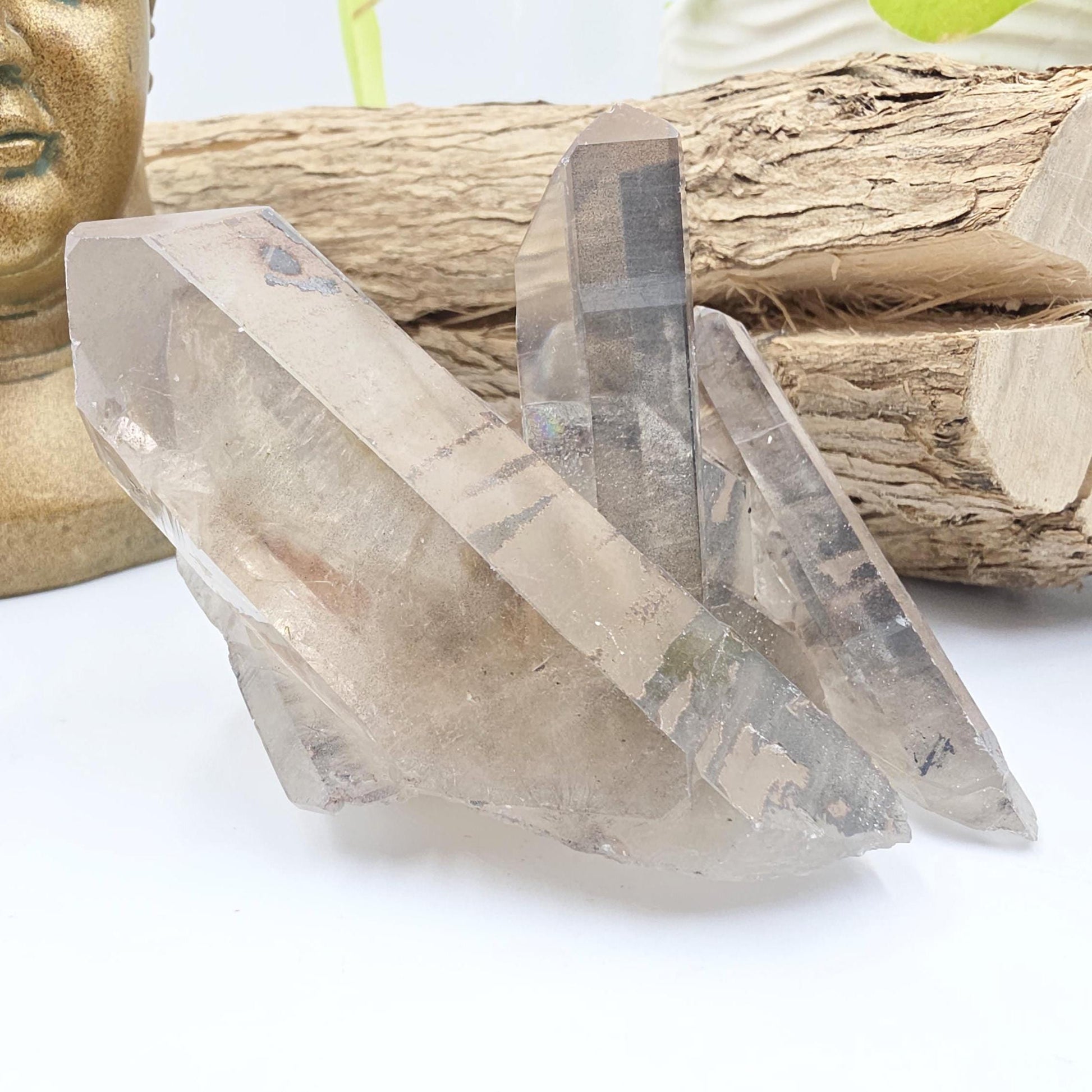 Raw Smoky Quartz Cluster with Rainbow – Grounding, Protection & Energy Cleansing Crystal, 315g