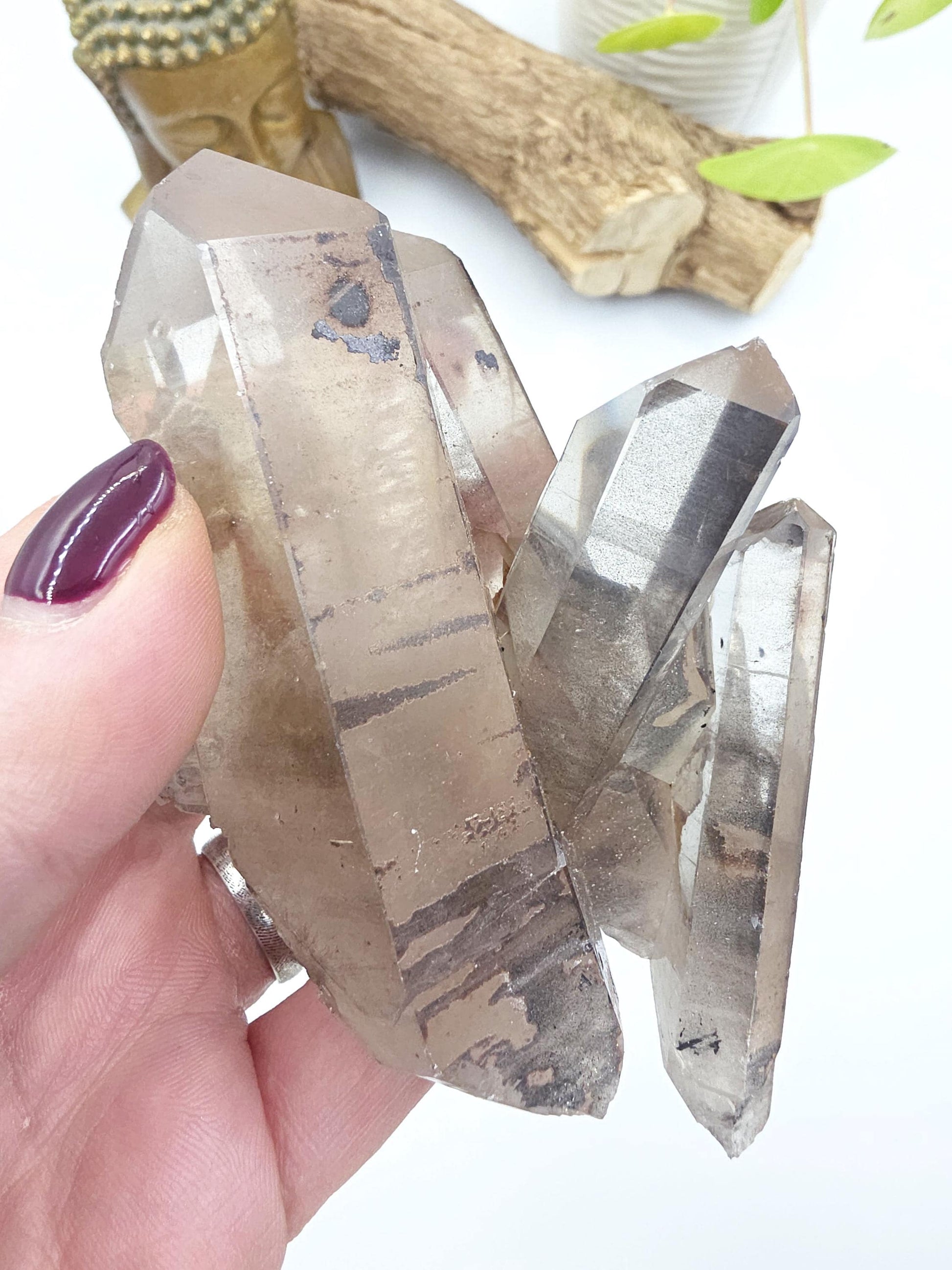 Raw Smoky Quartz Cluster with Rainbow – Grounding, Protection & Energy Cleansing Crystal, 315g