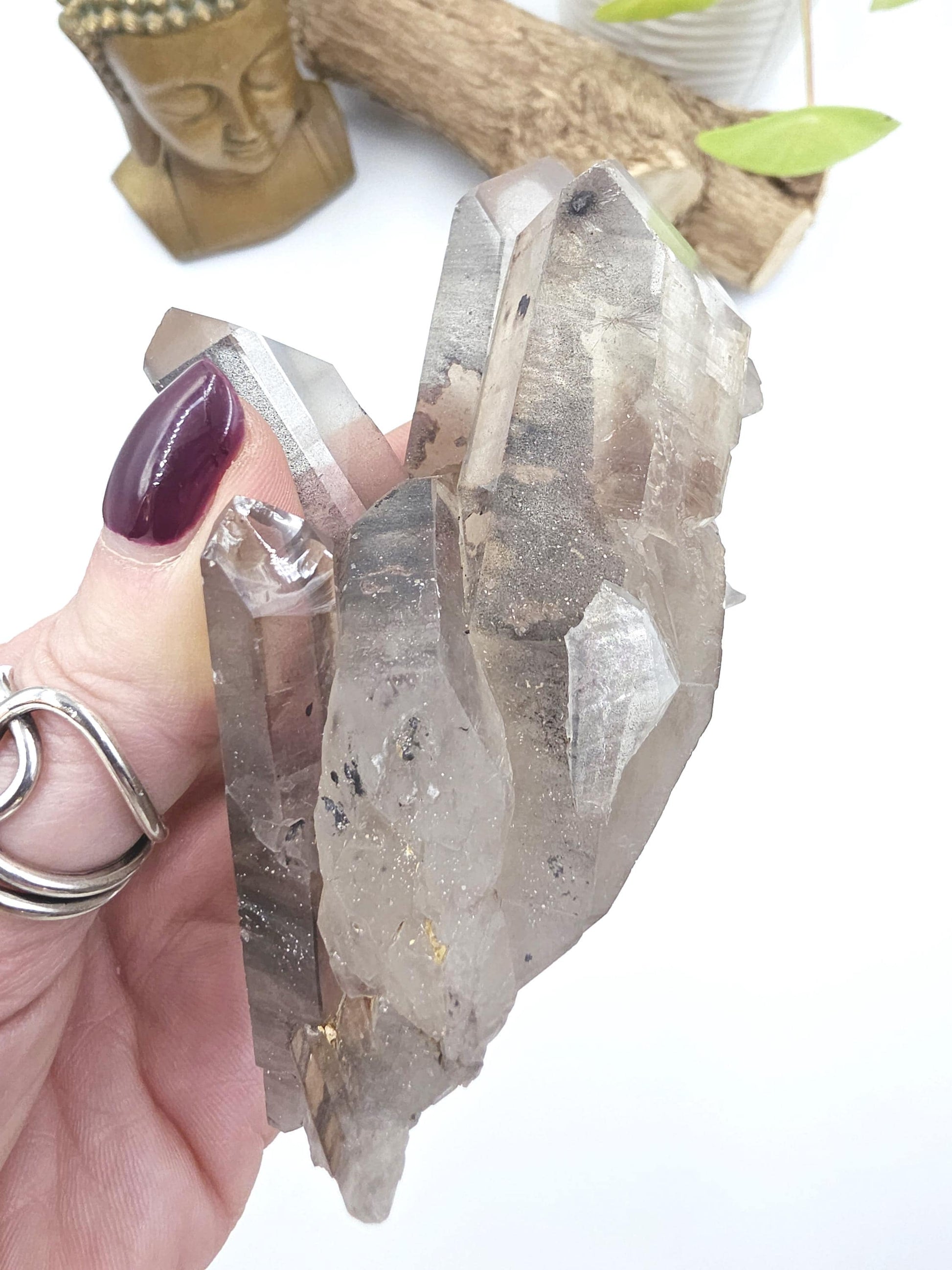 Raw Smoky Quartz Cluster with Rainbow – Grounding, Protection & Energy Cleansing Crystal, 315g