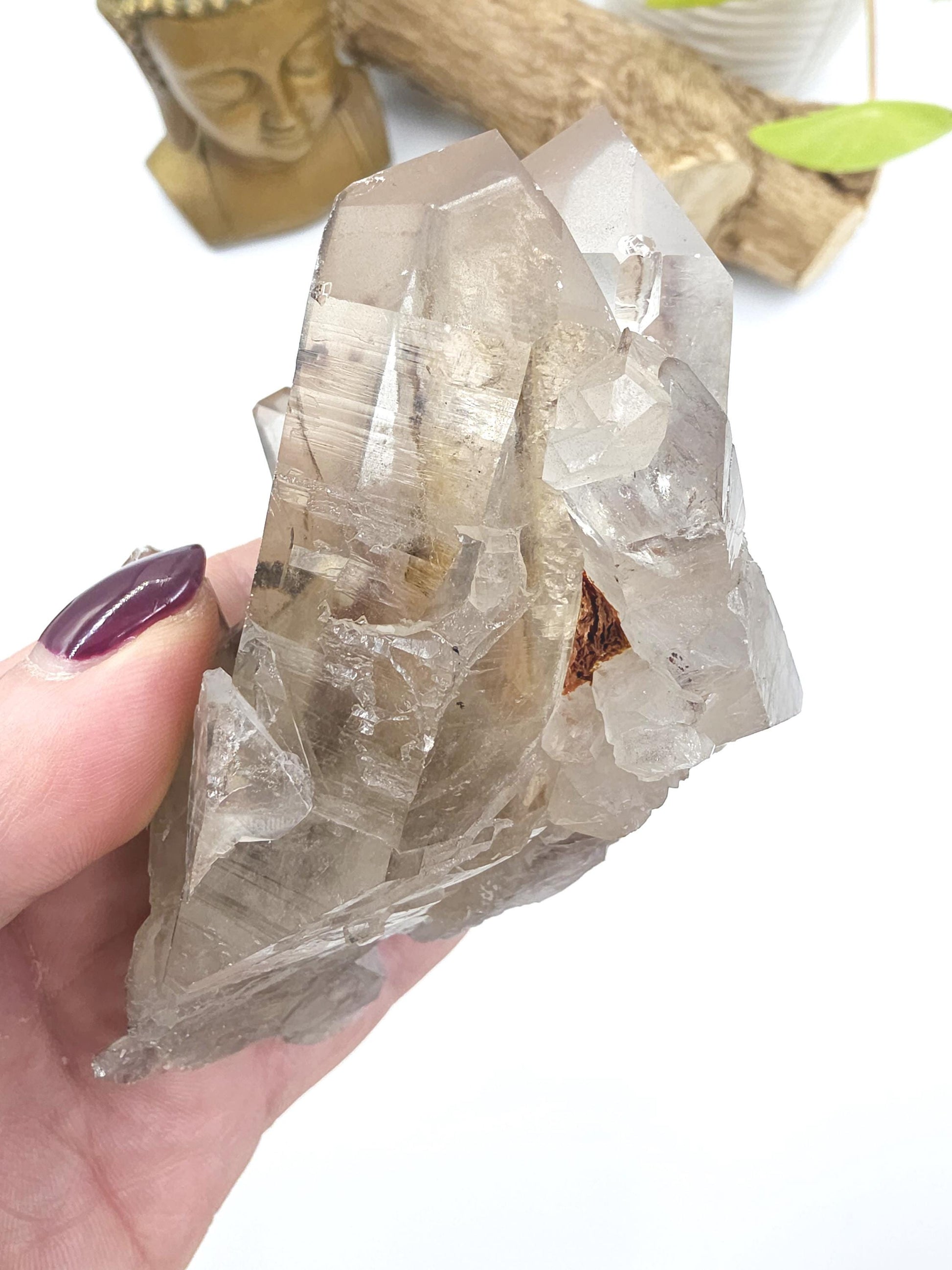 Raw Smoky Quartz Cluster with Rainbow – Grounding, Protection & Energy Cleansing Crystal, 315g