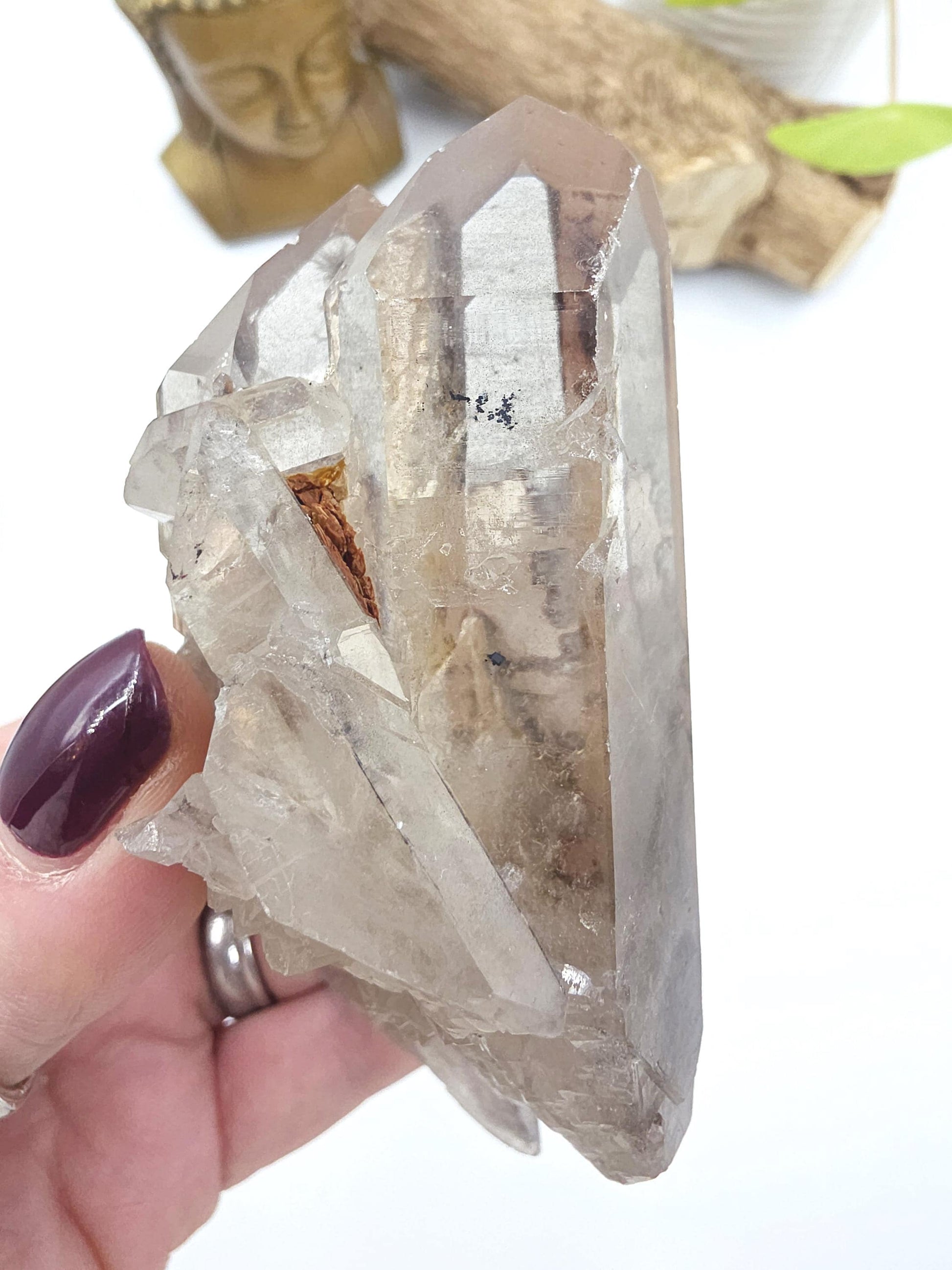 Raw Smoky Quartz Cluster with Rainbow – Grounding, Protection & Energy Cleansing Crystal, 315g