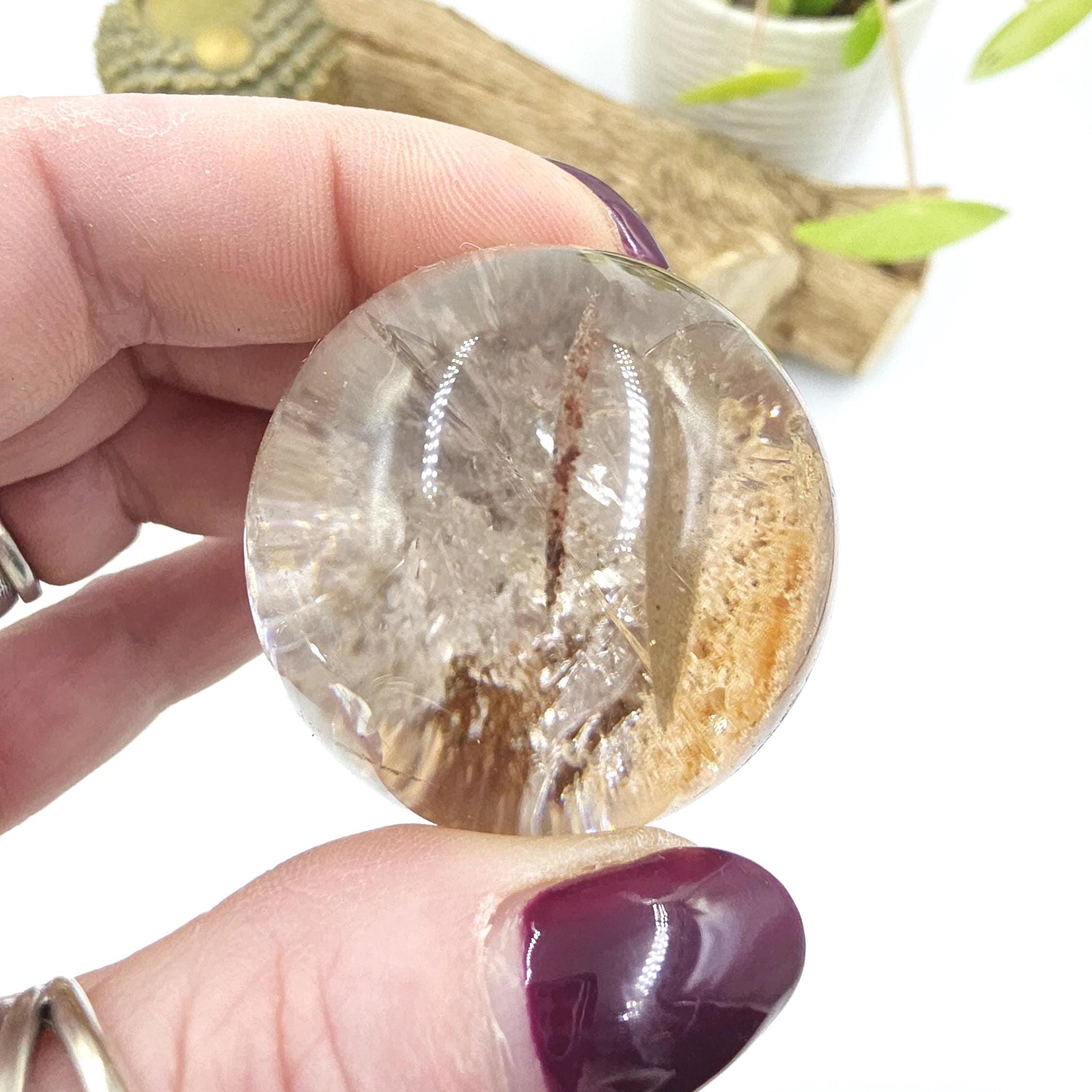 Garden Quartz (Lodolite) Sphere – Manifestation, Earth Wisdom & Rainbow Energy Crystal, 39mm