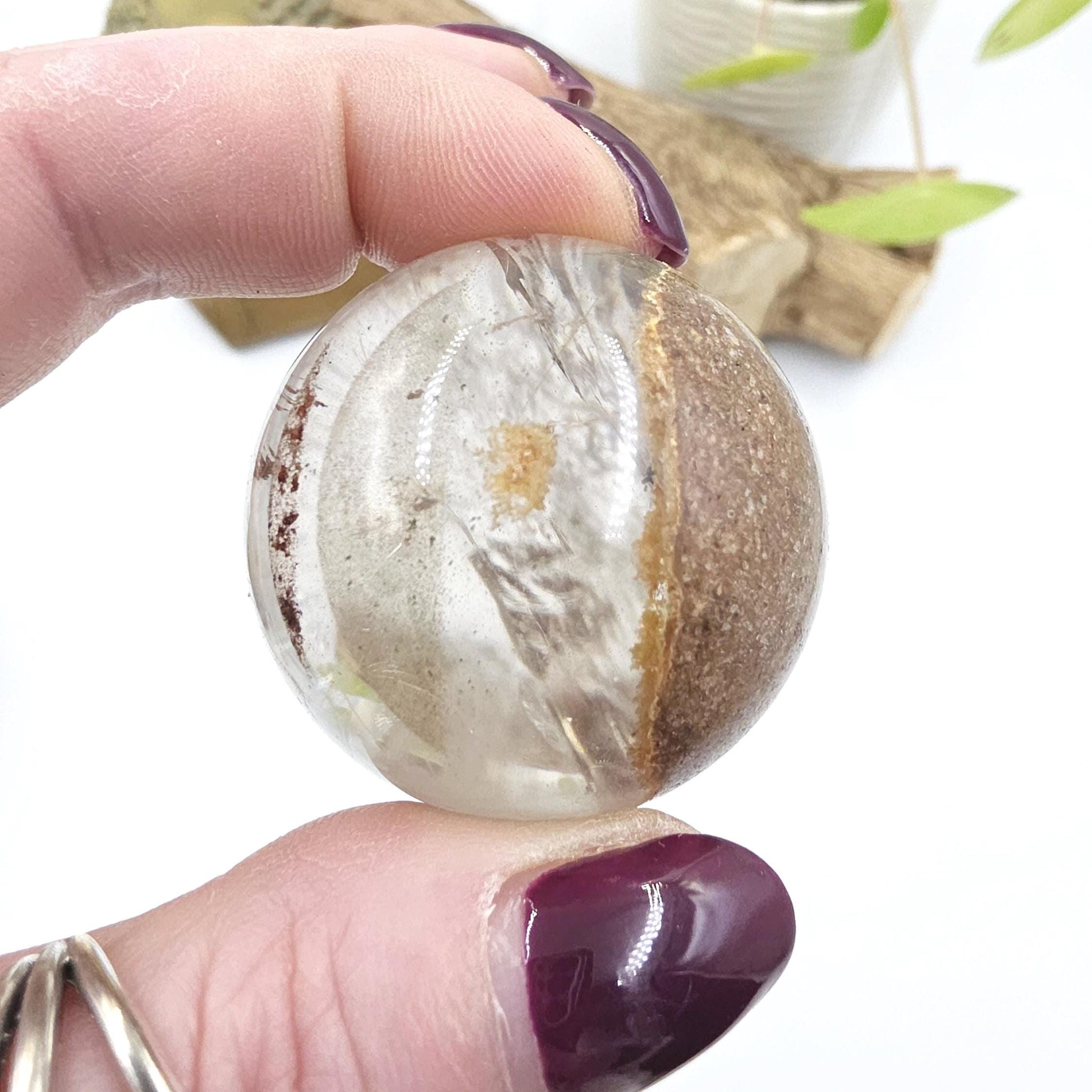 Garden Quartz (Lodolite) Sphere – Manifestation, Earth Wisdom & Rainbow Energy Crystal, 39mm