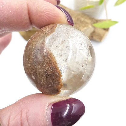 Garden Quartz (Lodolite) Sphere – Manifestation, Earth Wisdom & Rainbow Energy Crystal, 39mm