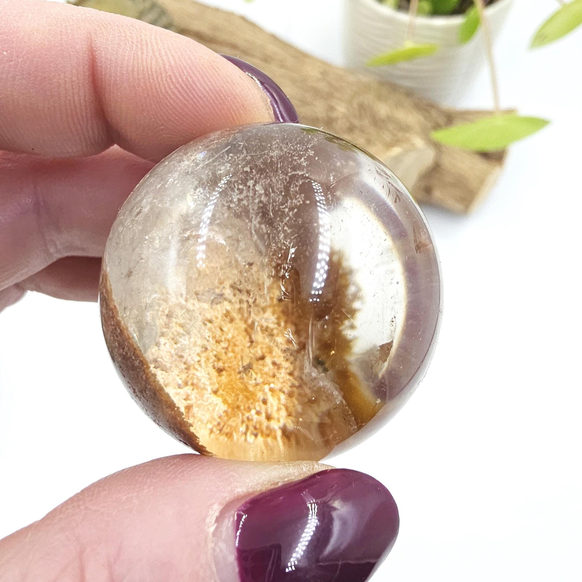 Garden Quartz (Lodolite) Sphere – Manifestation, Earth Wisdom & Rainbow Energy Crystal, 39mm