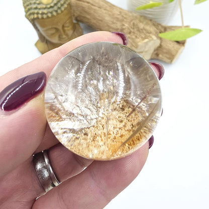 Garden Quartz (Lodolite) Sphere – Manifestation, Earth Wisdom & Rainbow Energy Crystal, 39mm