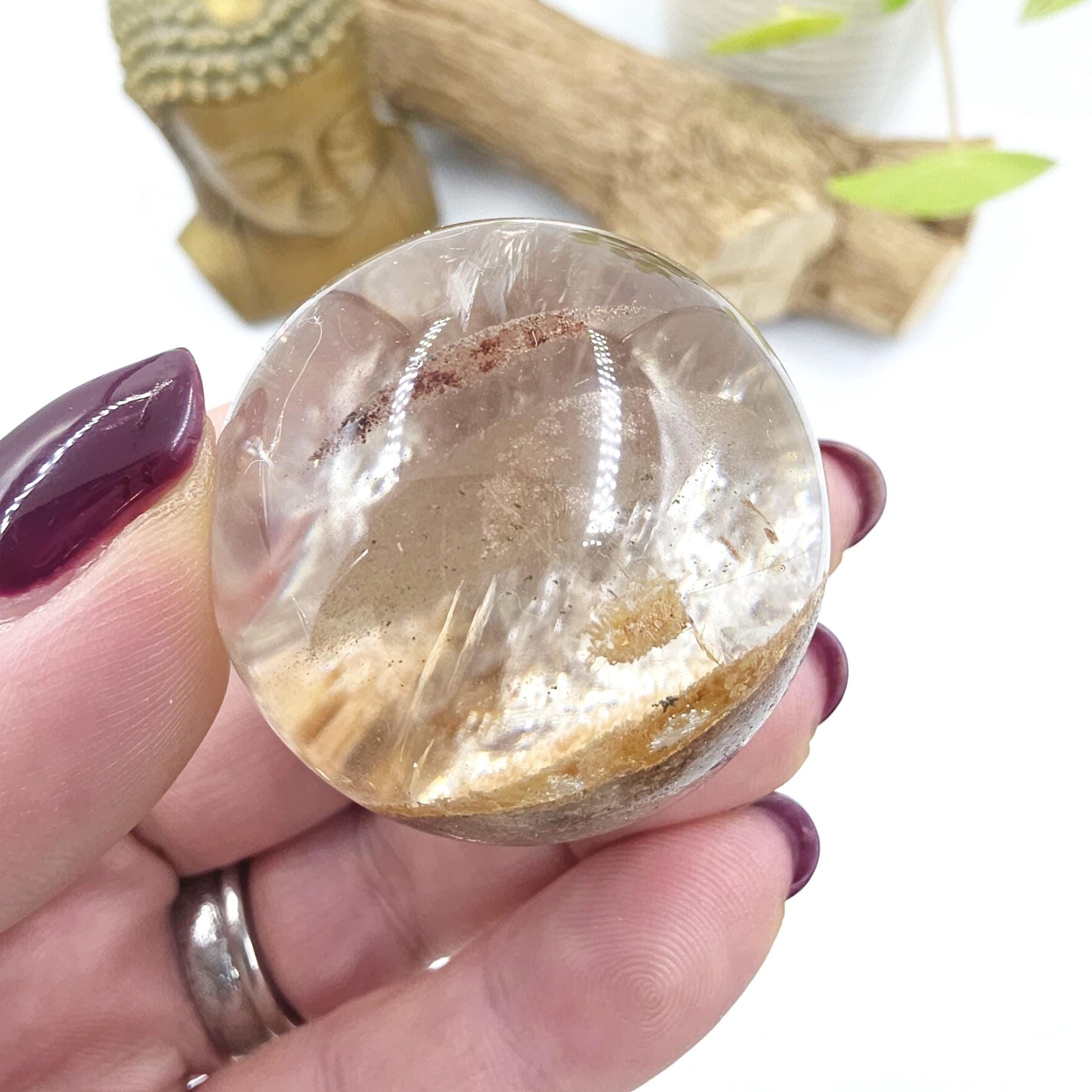 Garden Quartz (Lodolite) Sphere – Manifestation, Earth Wisdom & Rainbow Energy Crystal, 39mm