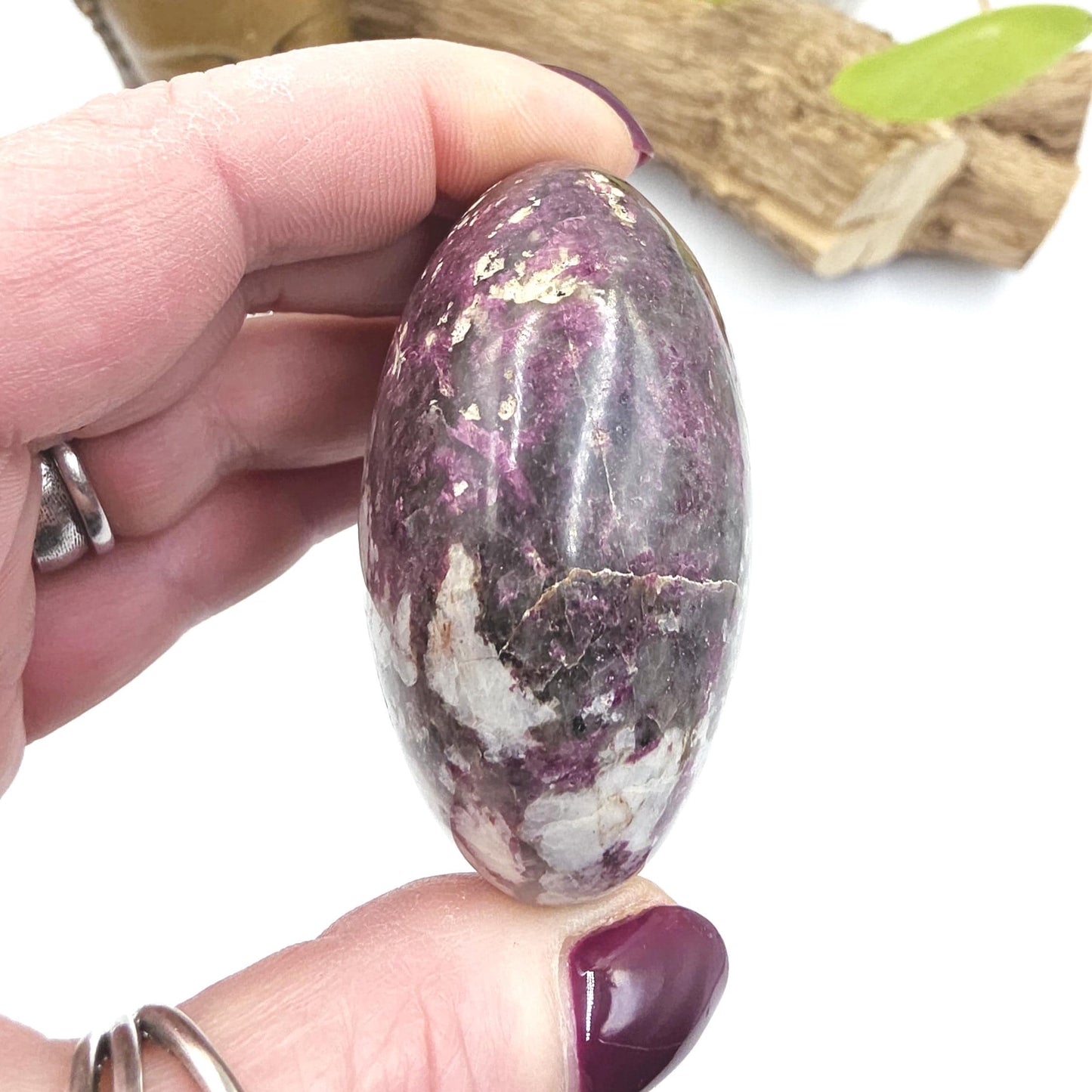 Large Plum Blossom Tourmaline Palm Stone – Love, Compassion & Emotional Healing Crystal, 155g