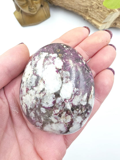 Large Plum Blossom Tourmaline Palm Stone – Love, Compassion & Emotional Healing Crystal, 155g
