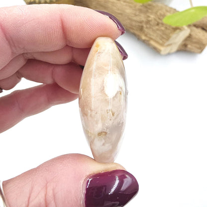 Little Flower Agate (Sakura) Palm Stone - Growth, Creativity & Emotional Healing Crystal - 40g