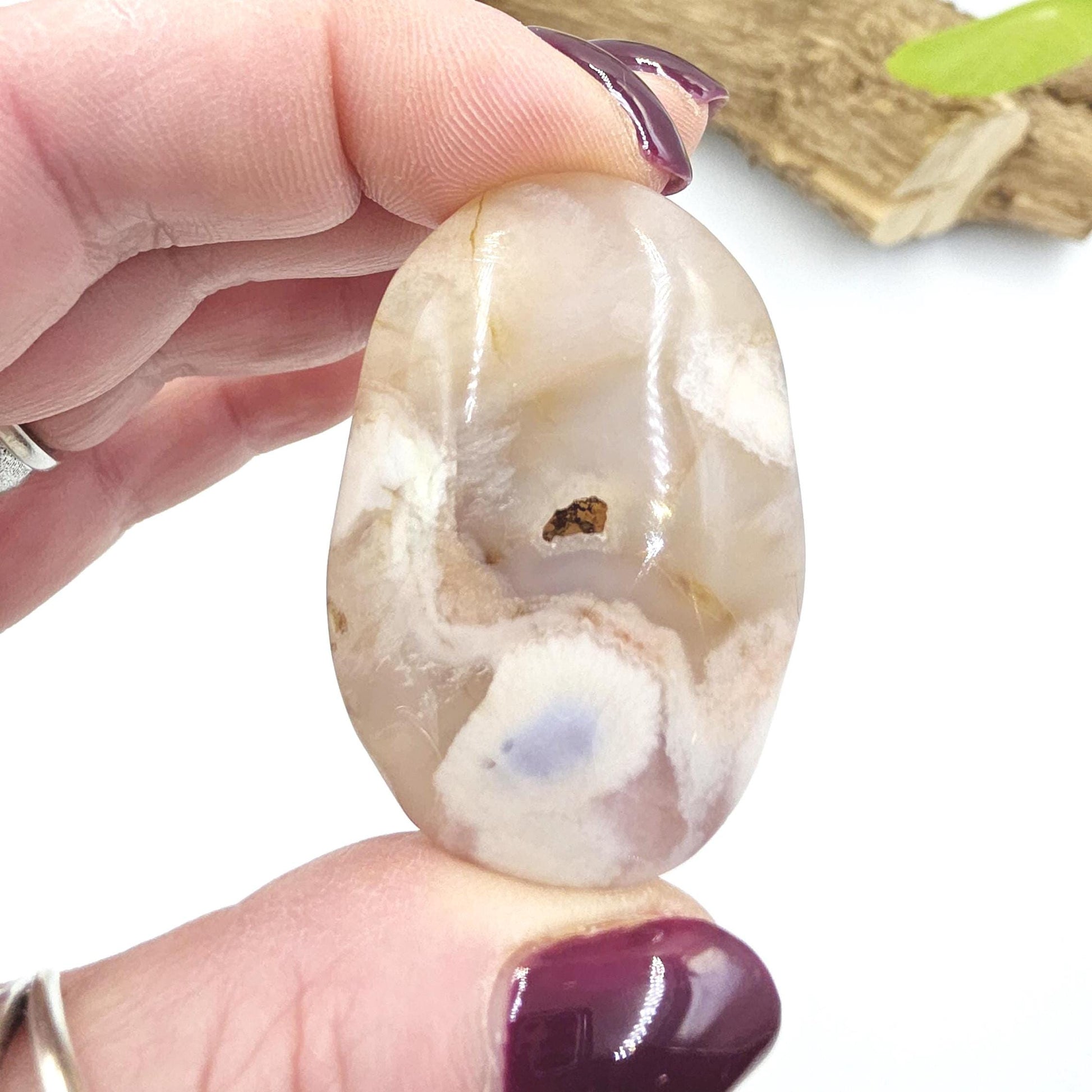 Little Flower Agate (Sakura) Palm Stone - Growth, Creativity & Emotional Healing Crystal - 40g