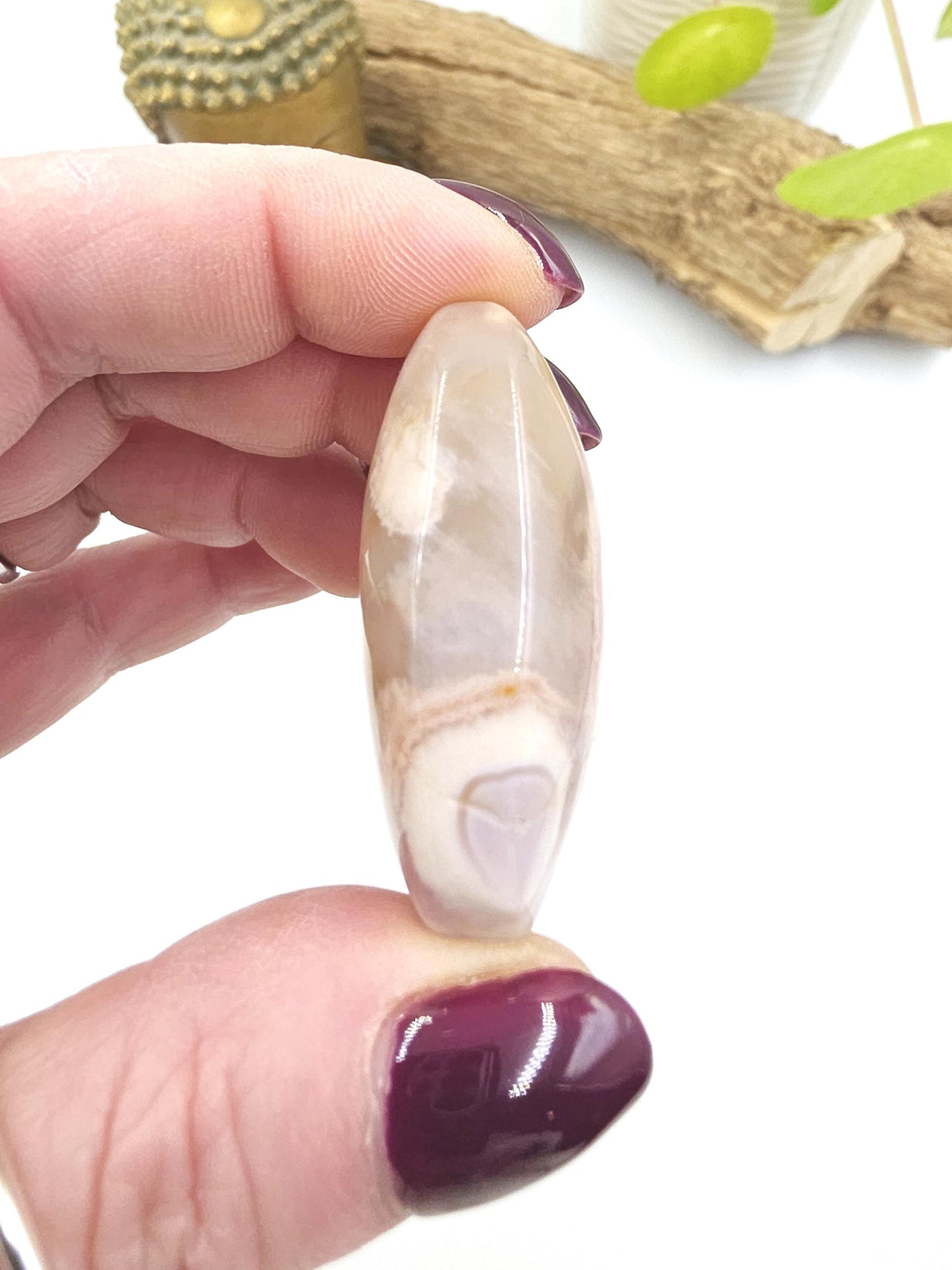Little Flower Agate (Sakura) Palm Stone - Growth, Creativity & Emotional Healing Crystal - 40g