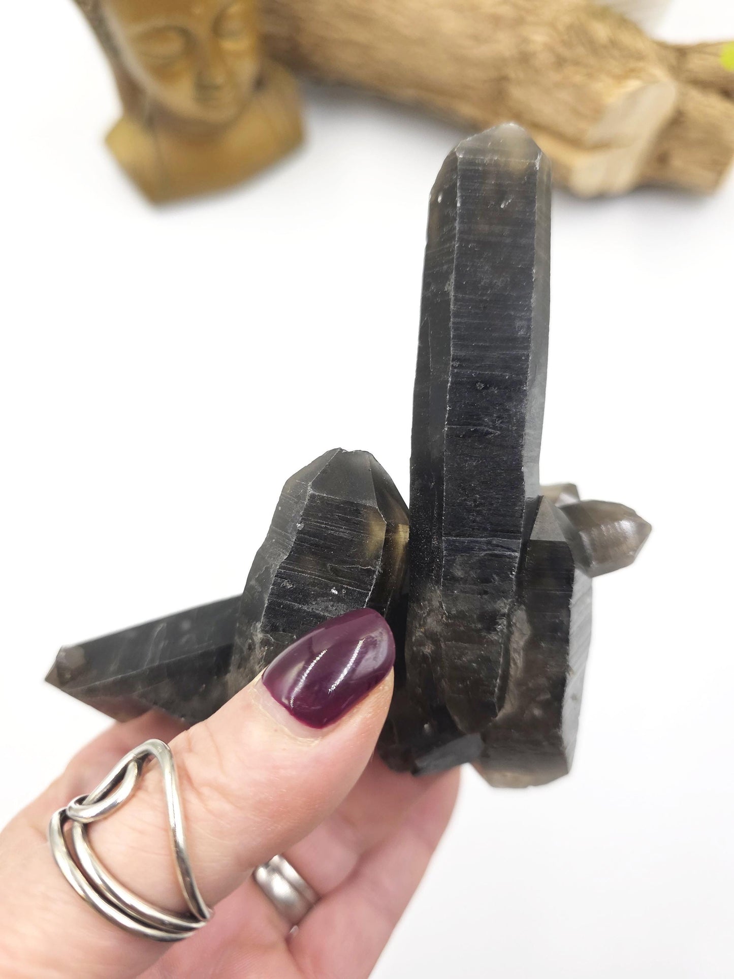 Dark Smoky Quartz Raw Cluster – Deep Grounding, Protection & Energy Cleansing Crystal, 230g