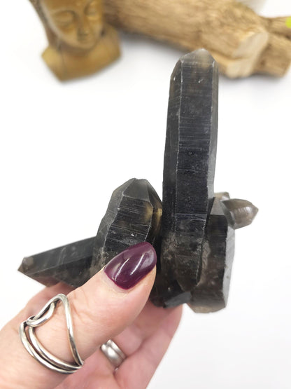 Dark Smoky Quartz Raw Cluster – Deep Grounding, Protection & Energy Cleansing Crystal, 230g