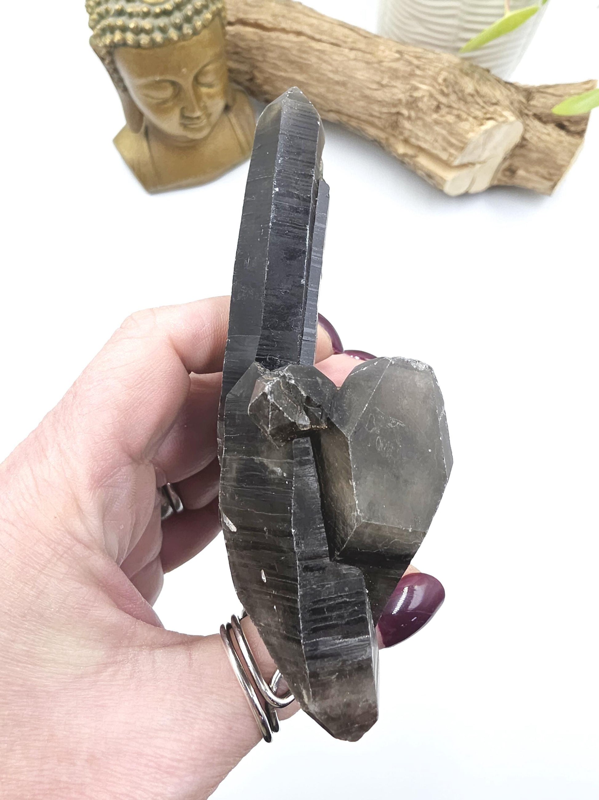 Dark Smoky Quartz Raw Cluster – Deep Grounding, Protection & Energy Cleansing Crystal, 230g