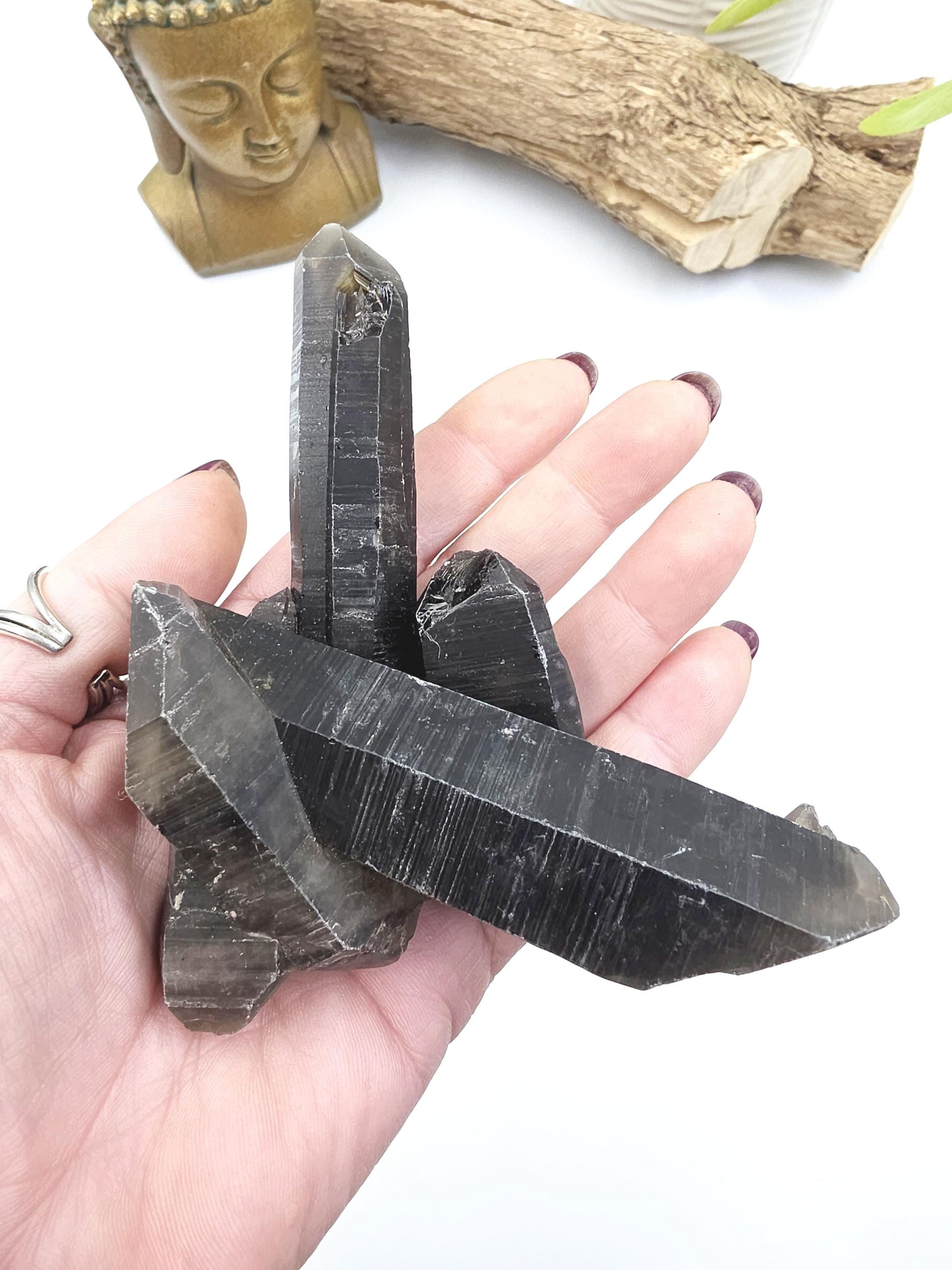 Dark Smoky Quartz Raw Cluster – Deep Grounding, Protection & Energy Cleansing Crystal, 230g