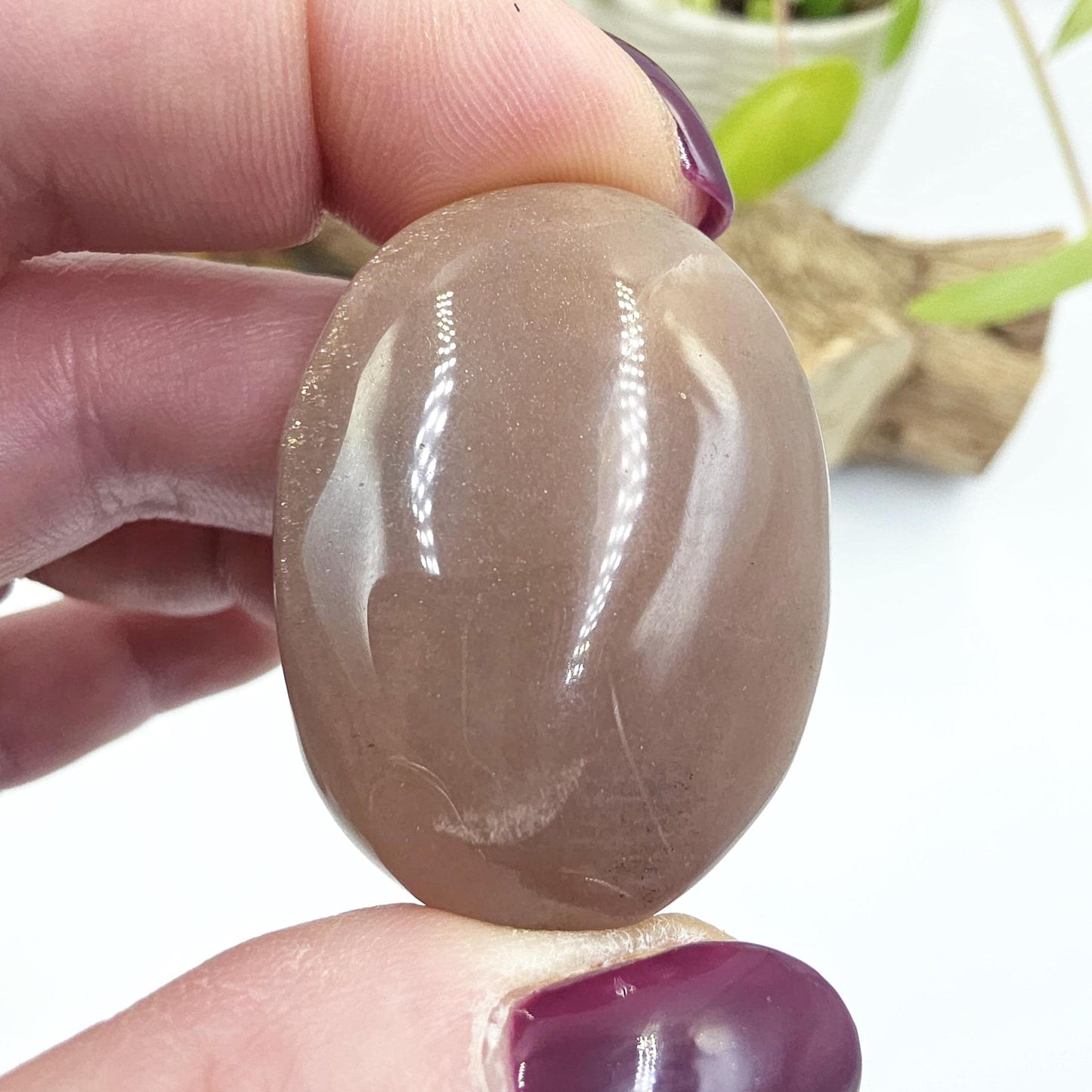 Little Flashy Moonstone & Sunstone Palm Stone – Balance, Confidence and Intuition Crystal, 35g