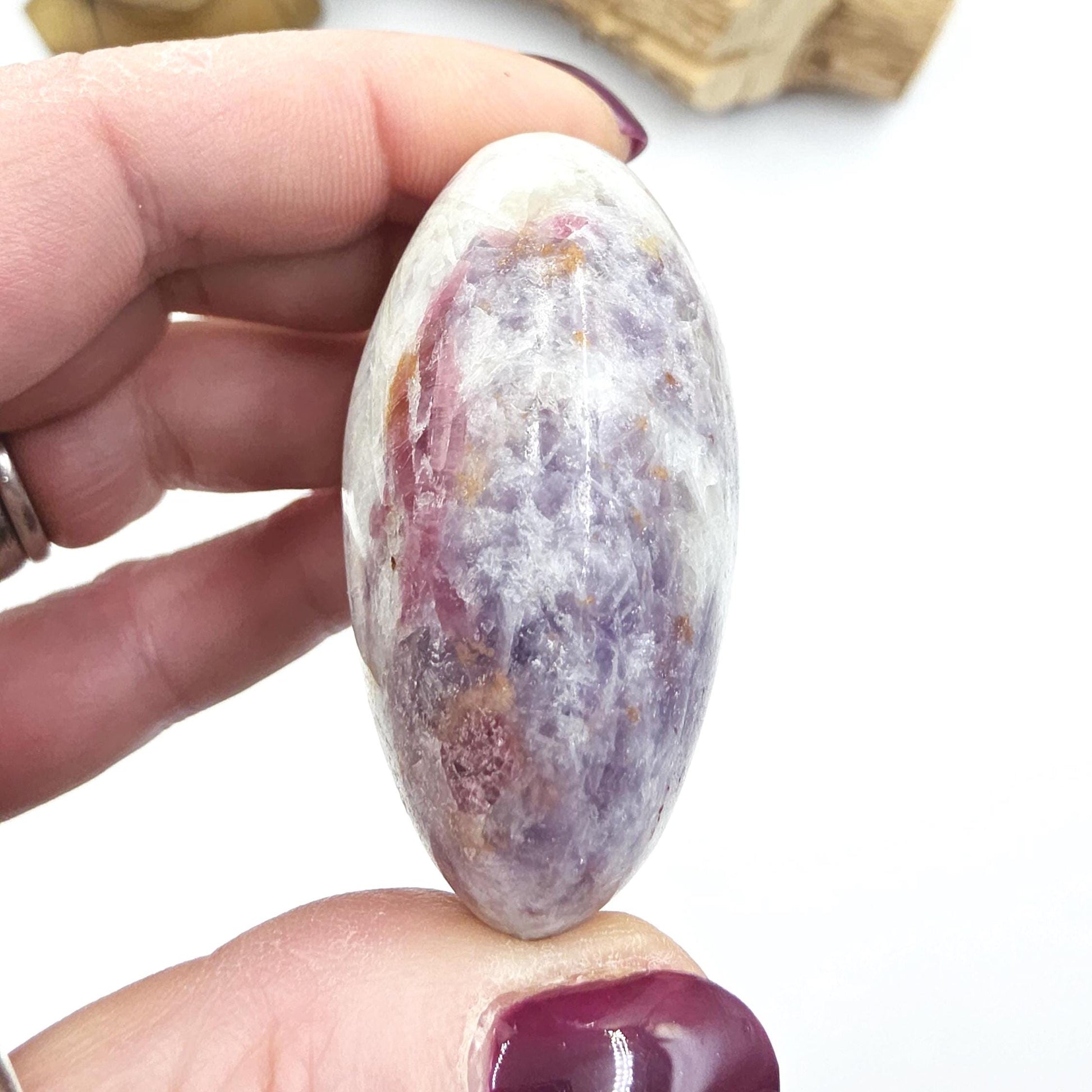 Sparkly Unicorn Stone Palm Stone (Pegmatite) – Calm, Comfort & Emotional Healing Crystal, 90g
