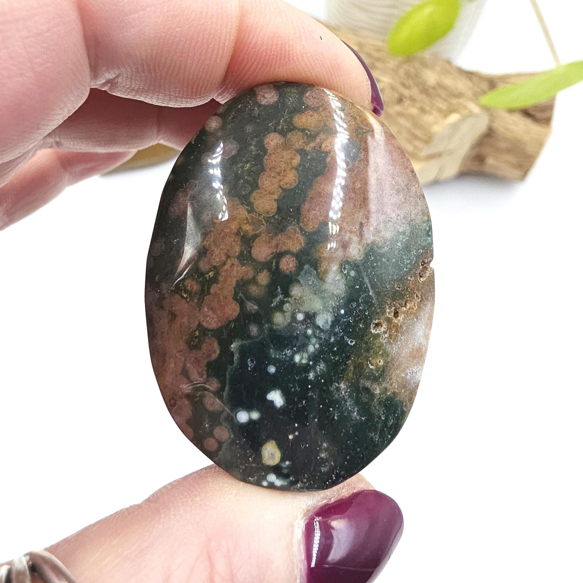 Orbicular Ocean Jasper Palm - Joy & Renewal Healing Crystal, 45g