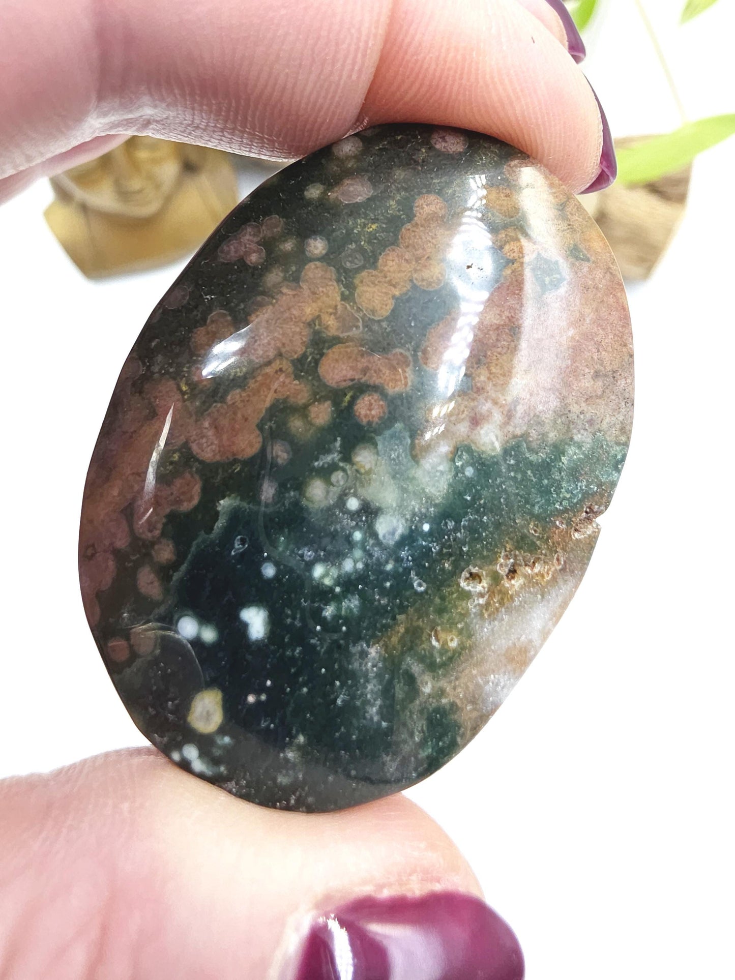 Orbicular Ocean Jasper Palm - Joy & Renewal Healing Crystal, 45g