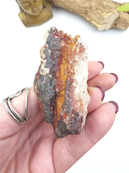 Clear Quartz and Hematite Cluster Specimen - Grounding & Amplifying Healing Raw Crystal, 85g