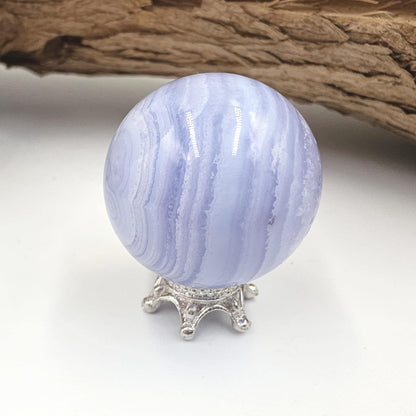 High Grade Blue Lace Agate Sphere – Calm Communication, Emotional Peace & Soothing Energy Crystal, 29mm